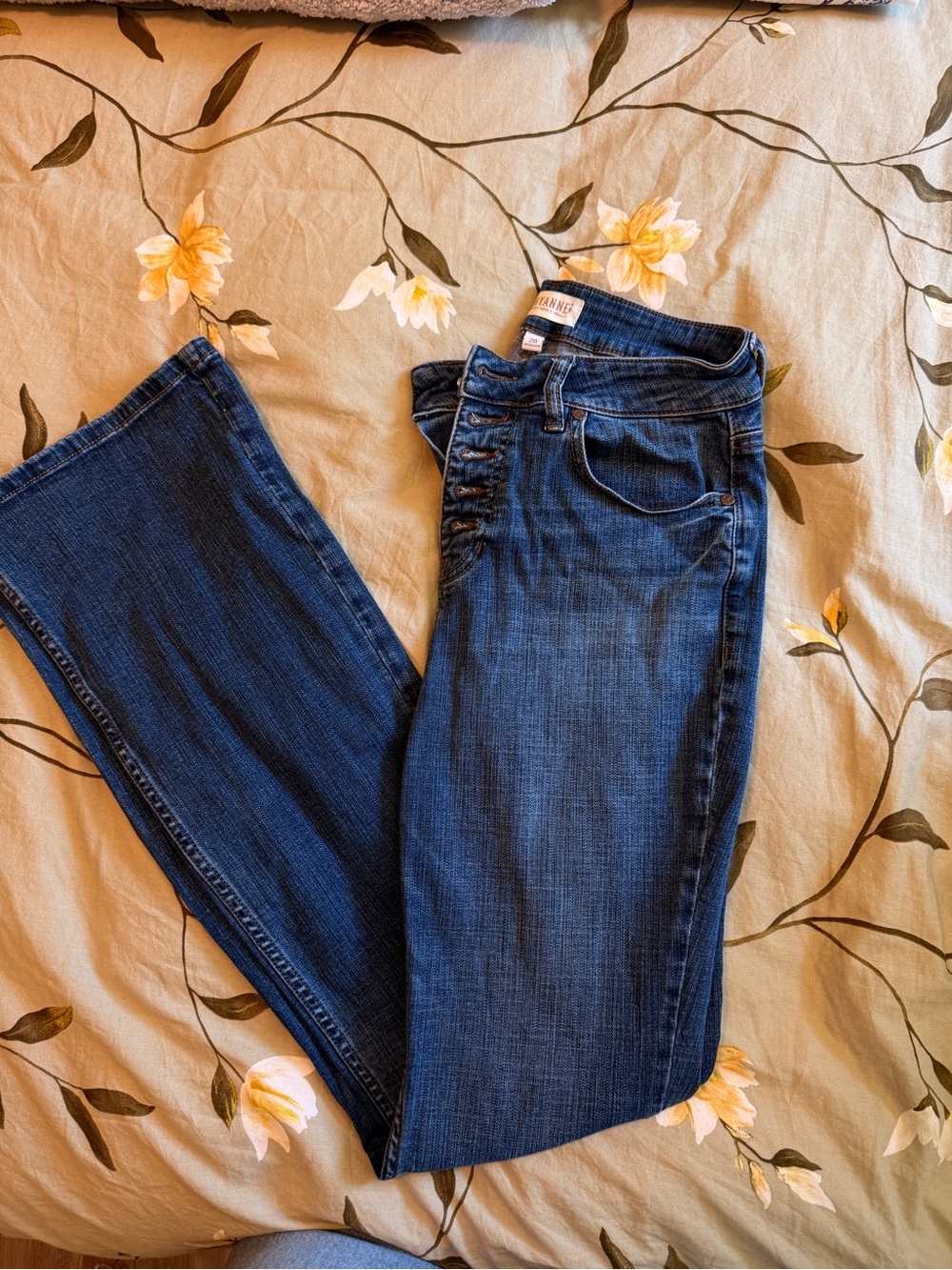Shyanne Dark Blue Bootcut Jeans with Front Shirring